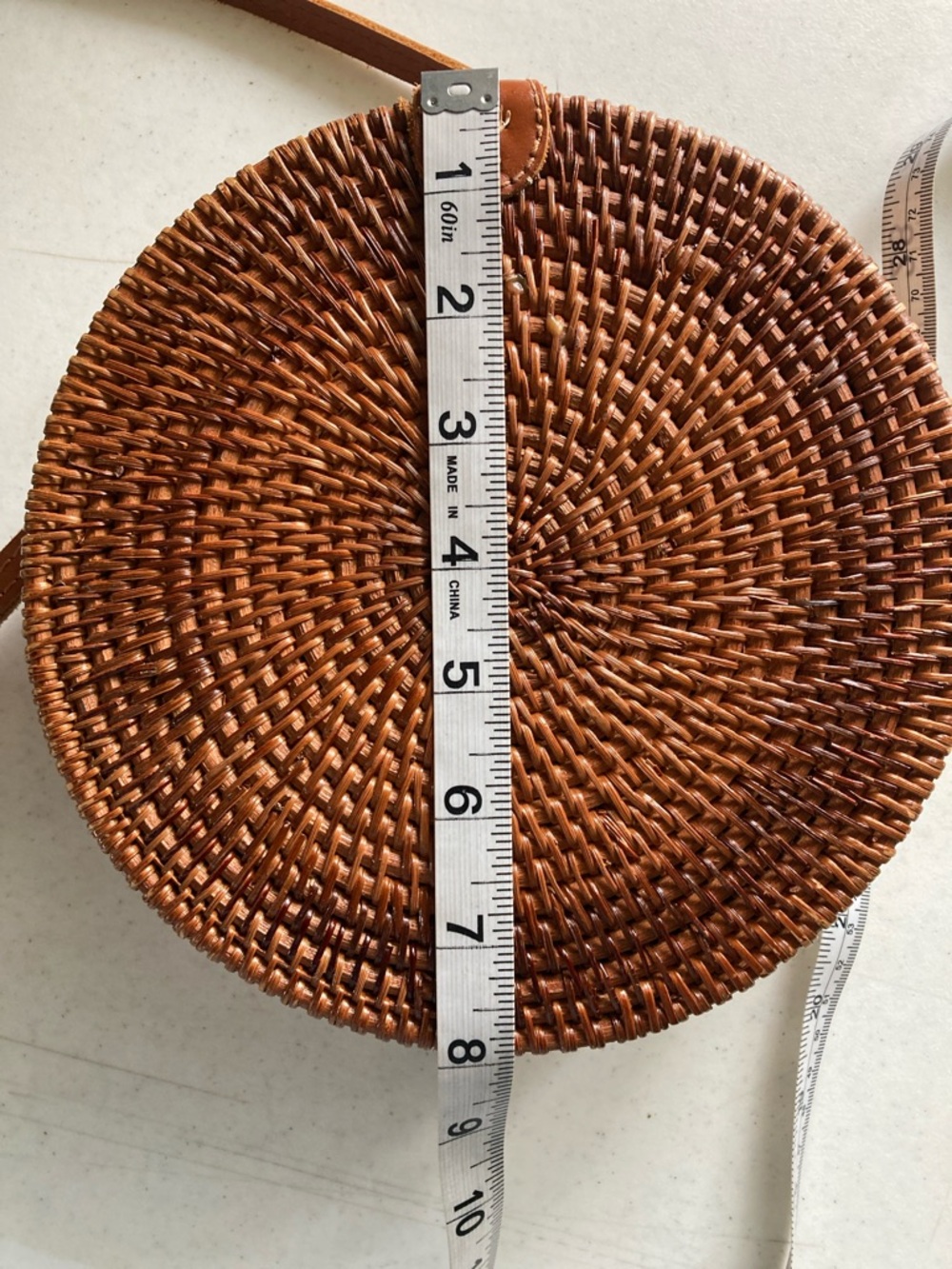 Round Woven Crossbody Bag in Brown - Picture 10 of 11